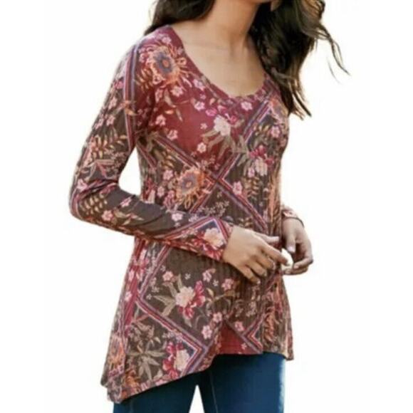 Soft Surroundings Floral Rib Knit Scoop Neck Top - Picture 2 of 9